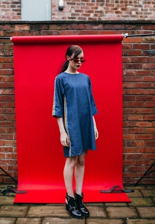 RAINBOW DENIM SLOUCH DRESS