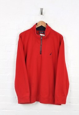Vintage Nautica 1/4 Zip Sweater Red XXL