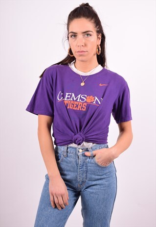 NIKE WOMENS VINTAGE T-SHIRT TOP LARGE PURPLE 90'S