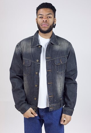 VINTAGE LEE BLACK FADED DENIM JACKET