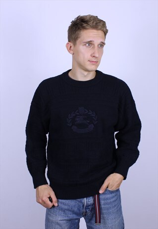 RARE VINTAGE MENS BURBERRYS BIG LOGO JUMPER SWEATER