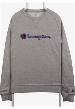 Vintage 90's Champion Sweatshirt Spellout Logo Crewneck Grey