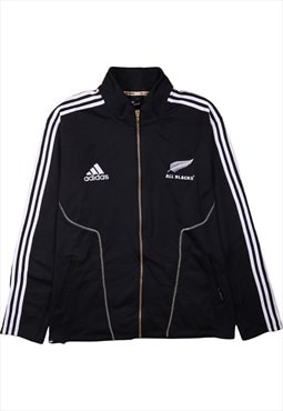 Vintage 90's Adidas Sweatshirt All Blacks Full Zip Up Black