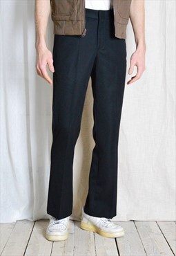 Y2K Black Minimalist Wool Blend Formal Mens Pants