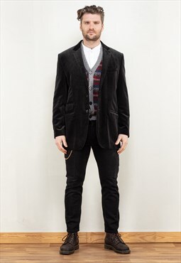 Vintage 90's Men Blazer Jacket in Dark Grey
