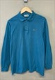 Vintage Lacoste Long Sleeve Polo Shirt Blue With Logo