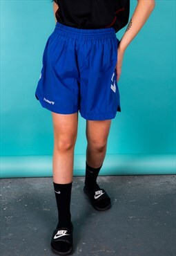 Vintage Hummel Sports Shorts in Blue with White Logo