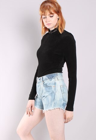 VINTAGE 80S BLACK DIAMANTE BODYSUIT