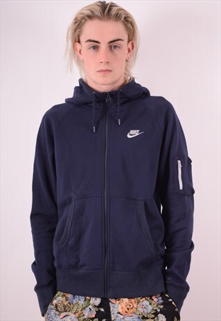 NIKE MENS VINTAGE HOODIE JACKET MEDIUM BLUE 90S