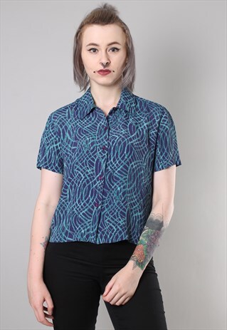 VINTAGE 90S PATTERNED CROPPED BLOUSE