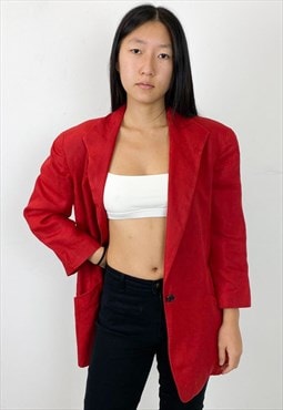 Vintage 90s linen red blazer 