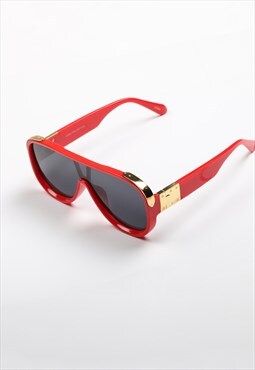 Aviator shield sunglasses - red