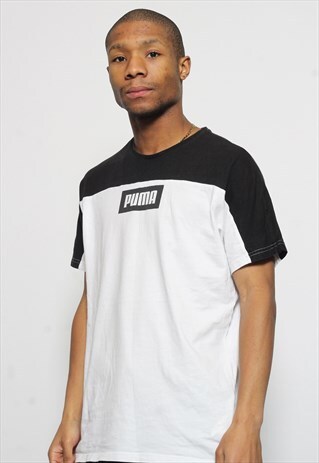 VINTAGE PUMA SPELL OUT LOGO T-SHIRT WHITE