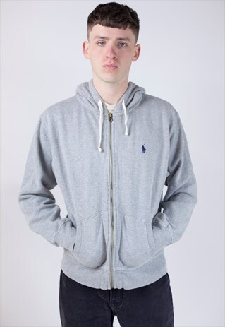 VINTAGE 90S POLO RALPH LAUREN GREY HOODIE