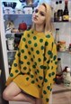 POLKA DOT KNITWEAR SWEATER Y2K SPOT KNITTED JUMPER YELLOW