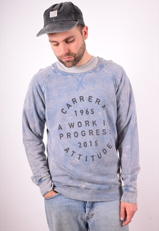 CARRERA MENS VINTAGE SWEATSHIRT JUMPER LARGE BLUE 90S