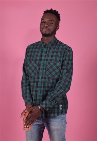 GREEN ADIDAS CHECK SHIRT