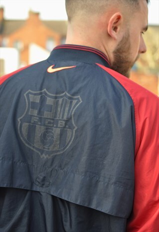 VINTAGE 90'S NIKE BARCELONA FC WINDBREAKER ANORAK JACKET