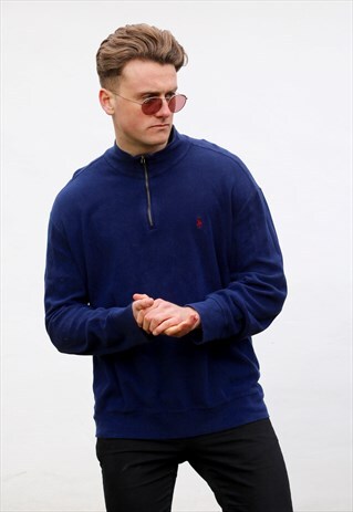 RALPH LAUREN 1/4 ZIP USA NAVY BLUE SWEATSHIRT