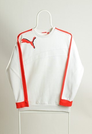 VINTAGE PUMA CREWNECK SWEATSHIRT WHITE RED