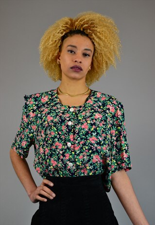VINTAGE 80'S FLORAL PRINT BLOUSE