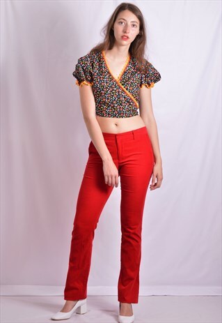FLORAL CROP TOP HAND-MADE 70S