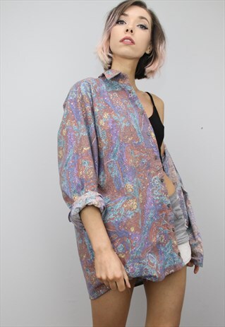 VINTAGE 80S/90S OVERSIZED PATTERNED SHIRT