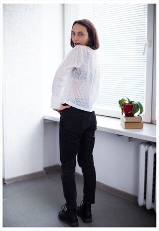 VINTAGE 60'S IVORY LACE BLOUSE