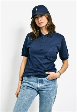 Vintage polo shirt navy women's 90s 00s style classic top