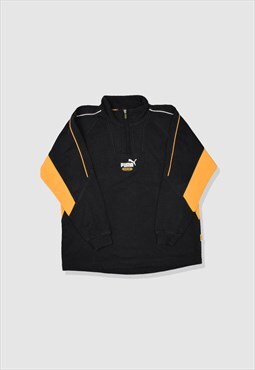 Vintage 90s Puma Embroidered Logo 1/4 Zip Sweatshirt Black