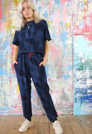TRACK SUIT CO-ORDINATES IN BLUE SPONGE PRINT