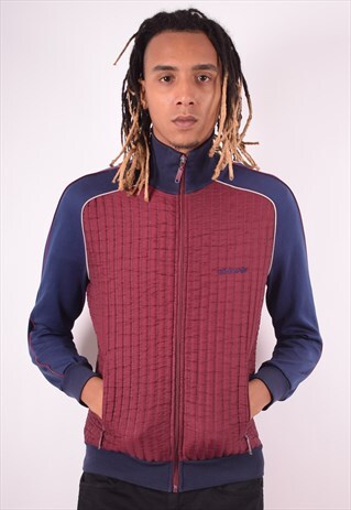 ADIDAS MENS VINTAGE TRACKSUIT TOP JACKET SMALL MAROON 90S
