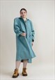 VINTAGE 80S OVERSIZED SHOULDER LONG TRENCH COAT IN GREEN L