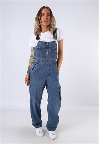 DENIM DUNGAREES B.U.M WIDE STRAIGHT LEG UK 10 (CEL)