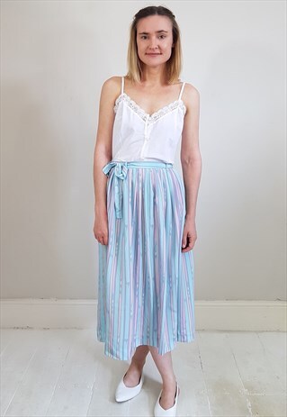 VINTAGE 80'S CANDY STRIPE MIDI SKIRT