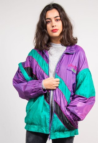 VINTAGE 90'S BRIGHT COLOURBLOCK SHELLSUIT TRACKSUIT JACKET