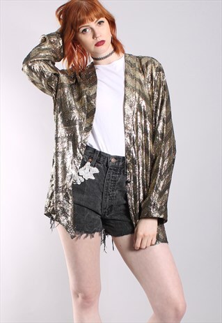 VINTAGE 80S METALLIC ZIG ZAG FESTIVAL JACKET