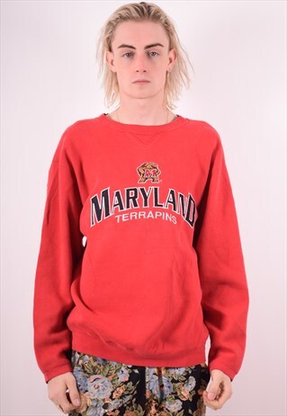 MENS VINTAGE SWEATSHIRT JUMPER MEDIUM RED 90S