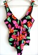 VINTAGE 90S ONE PIECE SWIMWEAR SWIMSUIT FLORAL FLOWERS