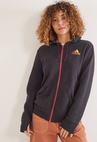 VINTAGE ADIDAS ZIP-UP HOODIE BLACK