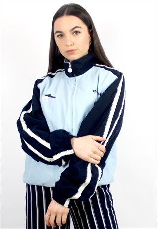 90'S RETRO BABY BLUE SPELL-OUT TRACK JACKET