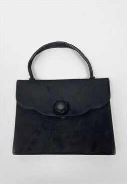 Gucci 1960's Vintage Ladies Black Hand Held Suede Bag