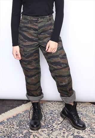 VINTAGE ARMY CAMOUFLAGE CAMO MILITARY COMBAT PANTS TROUSERS