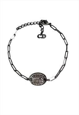 Christian Dior Bracelet Silver Logo J'adore Monogram Crystal