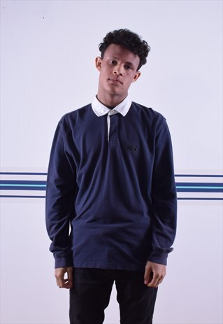 NAVY TOMMY HILFIGER EMBROIDERED RUGBY SHIRT
