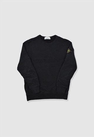 STONE ISLAND EMBROIDERED SPELLOUT LOGO SWEATSHIRT IN BLACK