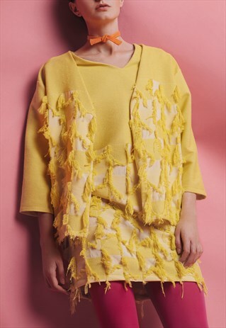 FRINGES KIMONO IN YELLOW