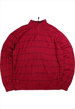 Vintage  Nautica Jumper / Sweater Quarter Zip Striped