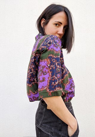 VINTAGE PATTERNED OVERSIZED SHORT SLEEVES SHIRT