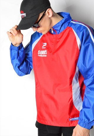 VINTAGE 90S RED BLUE 1/4 ZIPPER LIGHTWEIGHT JACKET